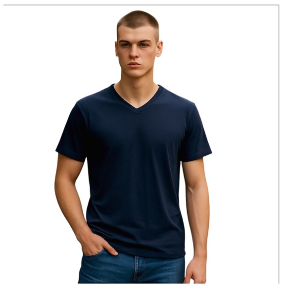 The Perfect Jean NYC Men's Navy Blue V-Neck T-Shirt. LARGE - Picture 1 of 14